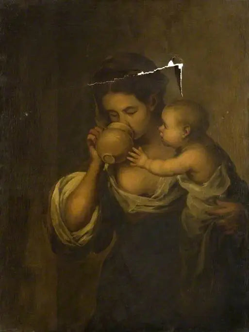 Girl drinking with a child in her arm - Bartolomé Esteban Murillo