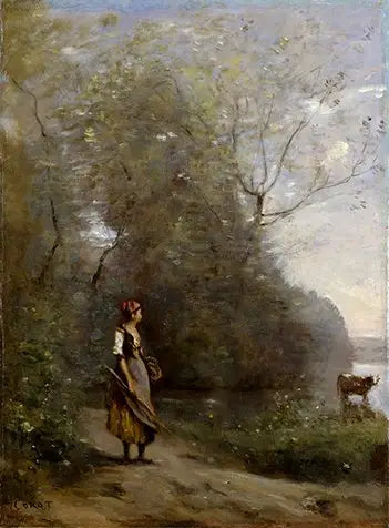 Girl in a Forest - Jean-Baptiste Camille Corot