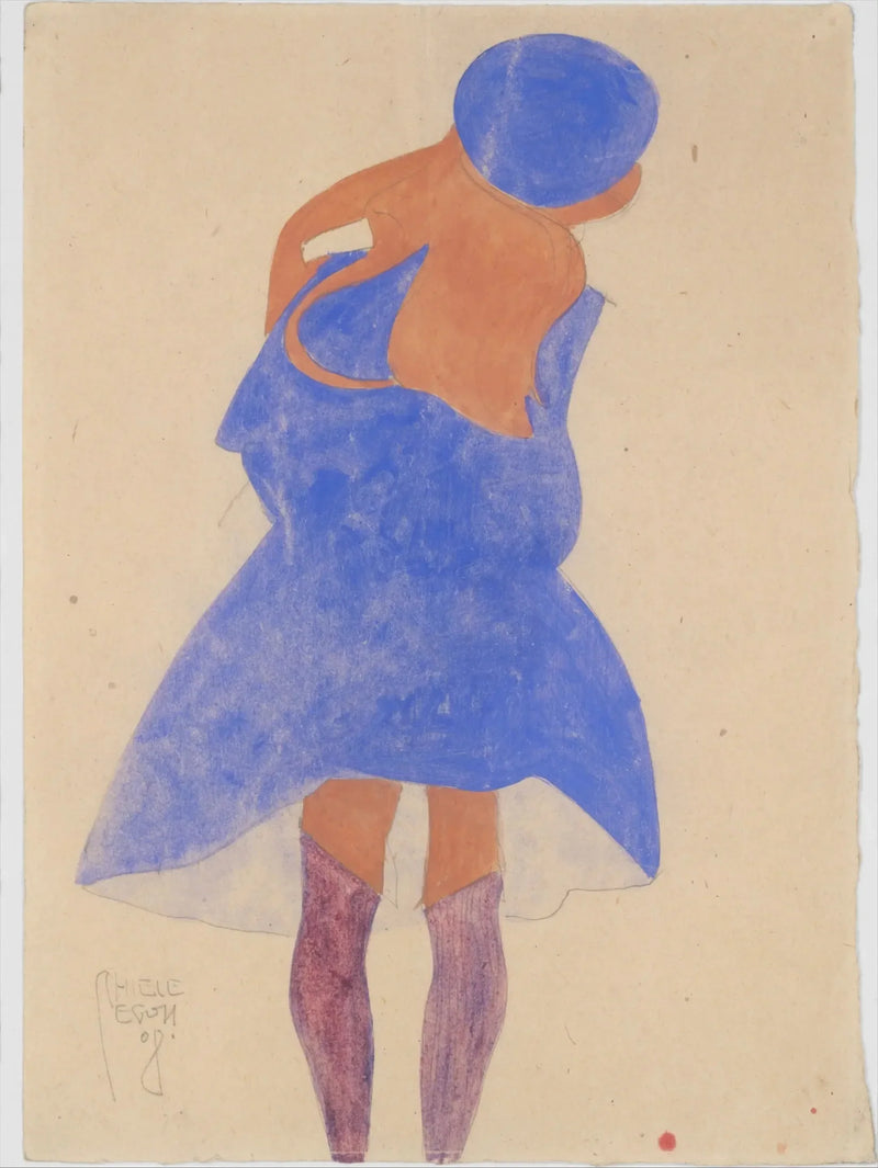 Standing Girl, Seen from the Back - Egon Schiele