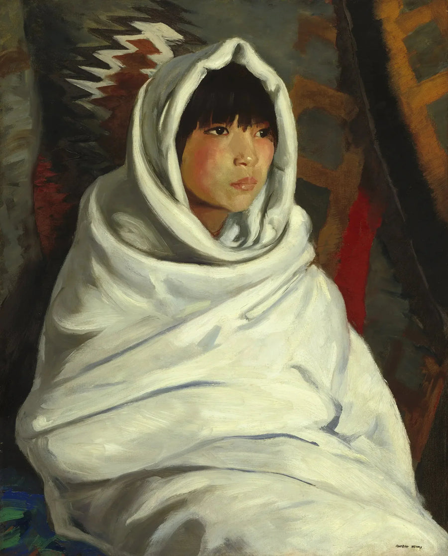 Native American girl in a white blanket - Robert Henri