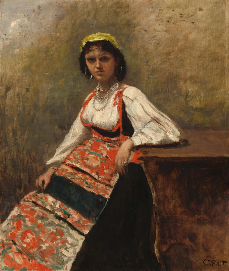 Italian Girl - Jean-Baptiste Camille Corot