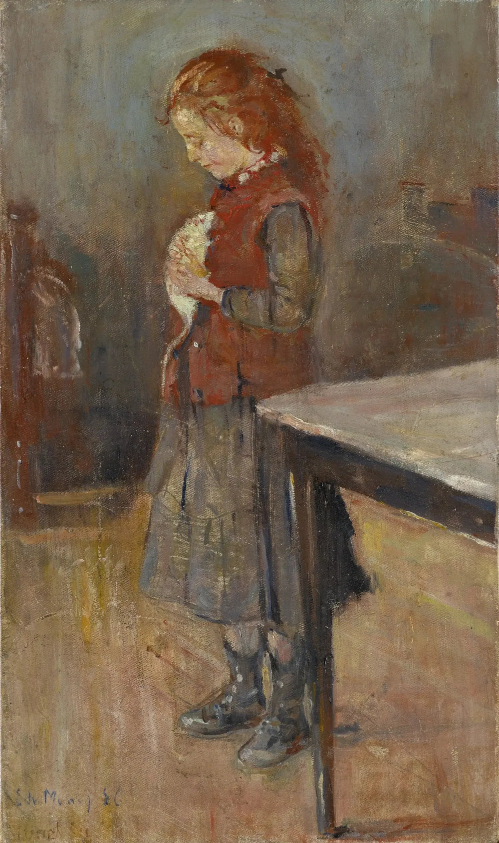 Fille rousse au rat blanc - Edvard Munch image 1 reproduction d’œuvre d’art à l’huile