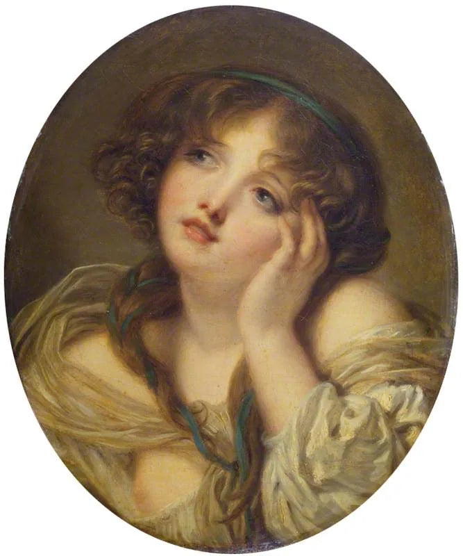 Girl leaning on her hand - Jean-Baptiste Greuze