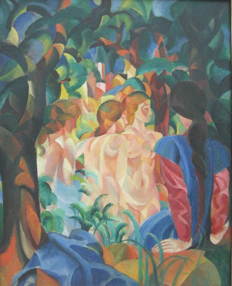 Girls Bathing with the City in the Background - August Macke