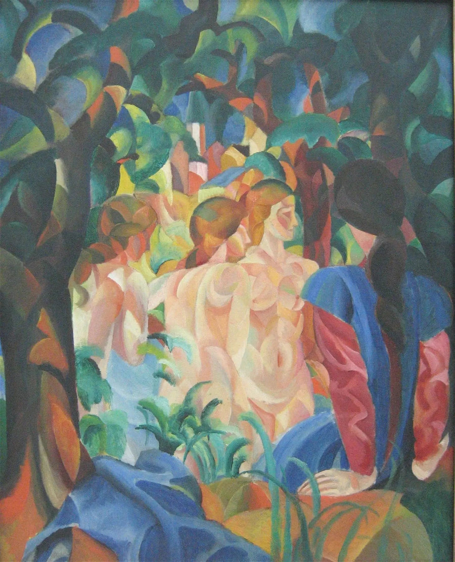 Girls Bathing with the City in the Background - August Macke