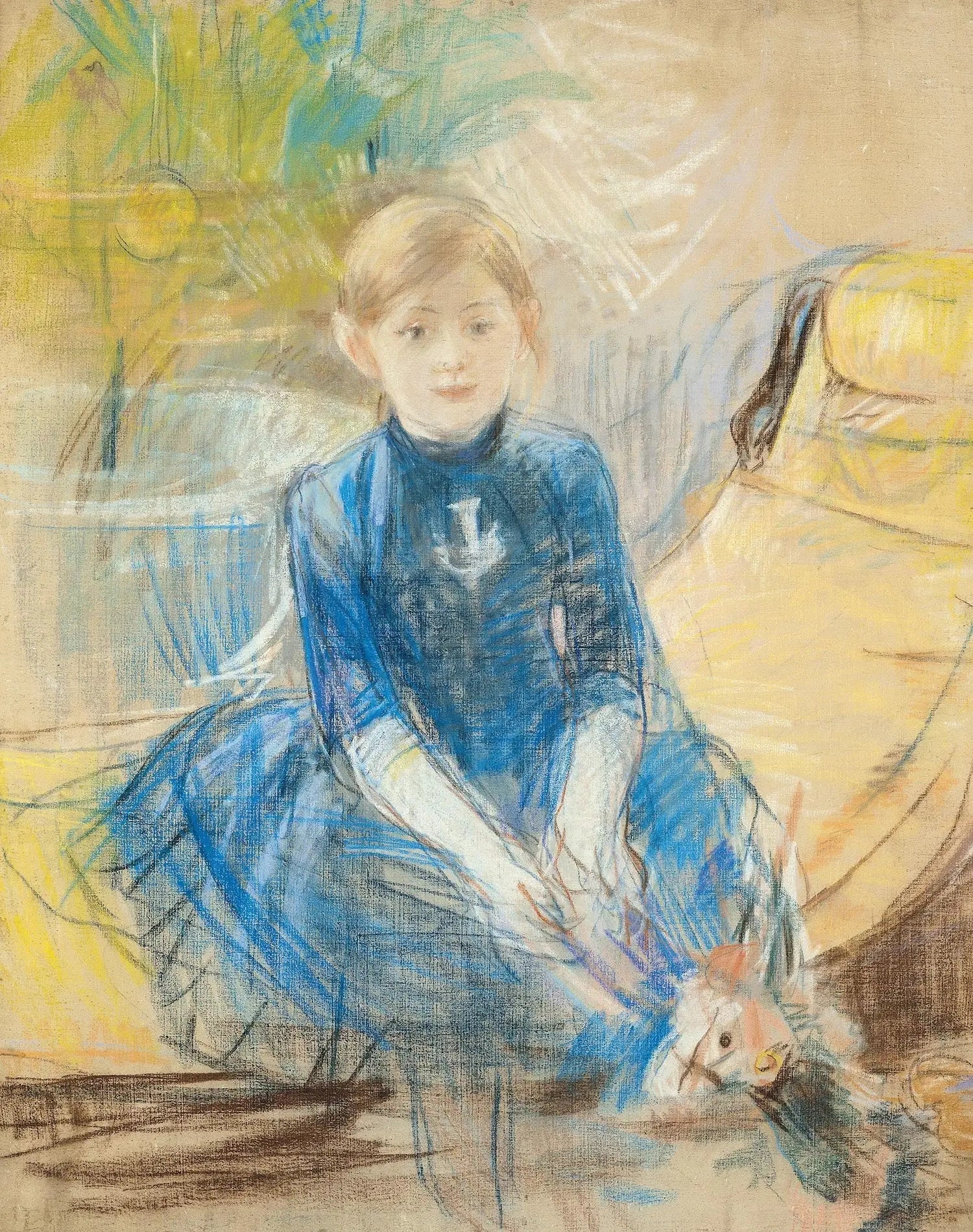 Fillette au jersey bleu - Berthe Morisot image 1 reproduction d’œuvre d’art à l’huile