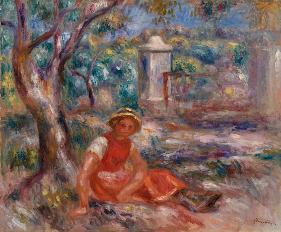 Girl at the Foot of a Tree (Girl at the Foot of a Tree) - Pierre-Auguste Renoir