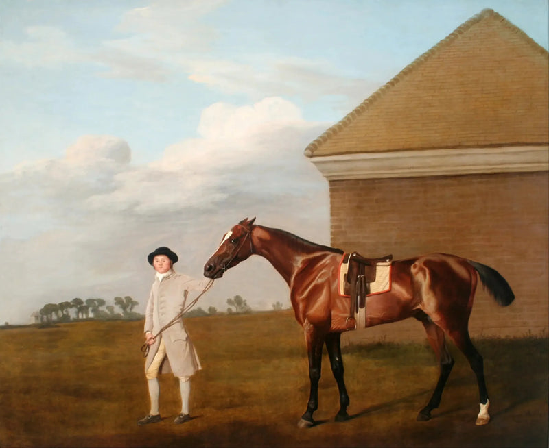 Firetail with his trainer near the Rubbing-Down House on Newmarket Heath - George Stubbs