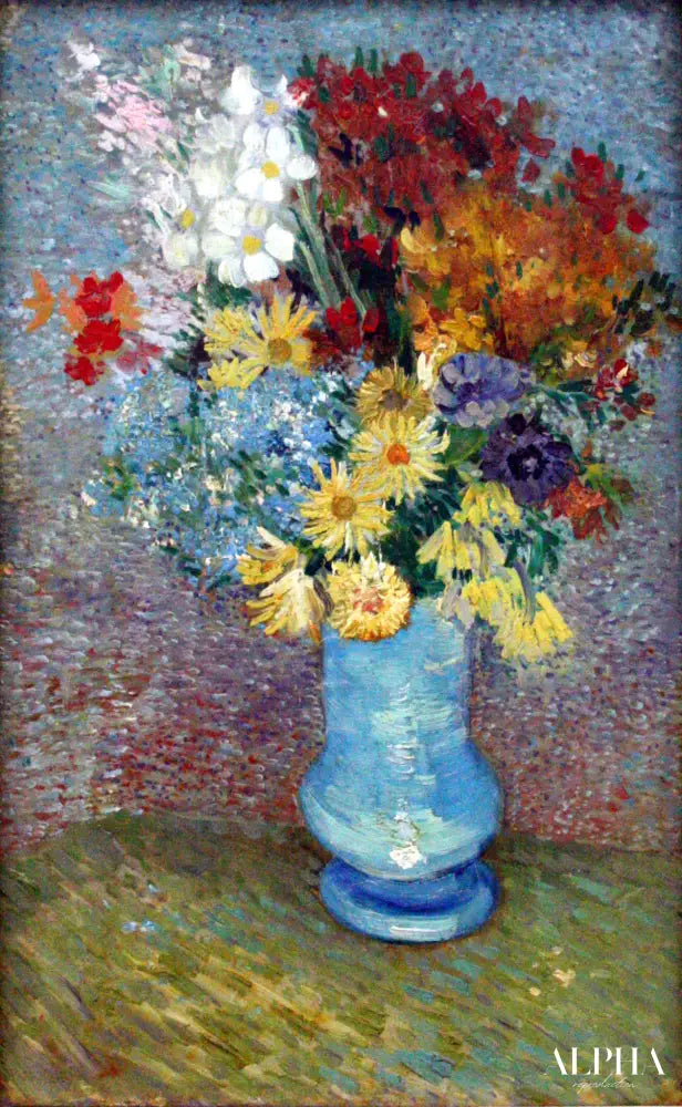 Fleurs dans le vase bleu - Van Gogh - Reproductions de tableaux et peintures haut de gamme