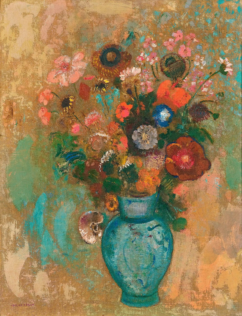 Flowers in a Blue Vase - Odilon Redon