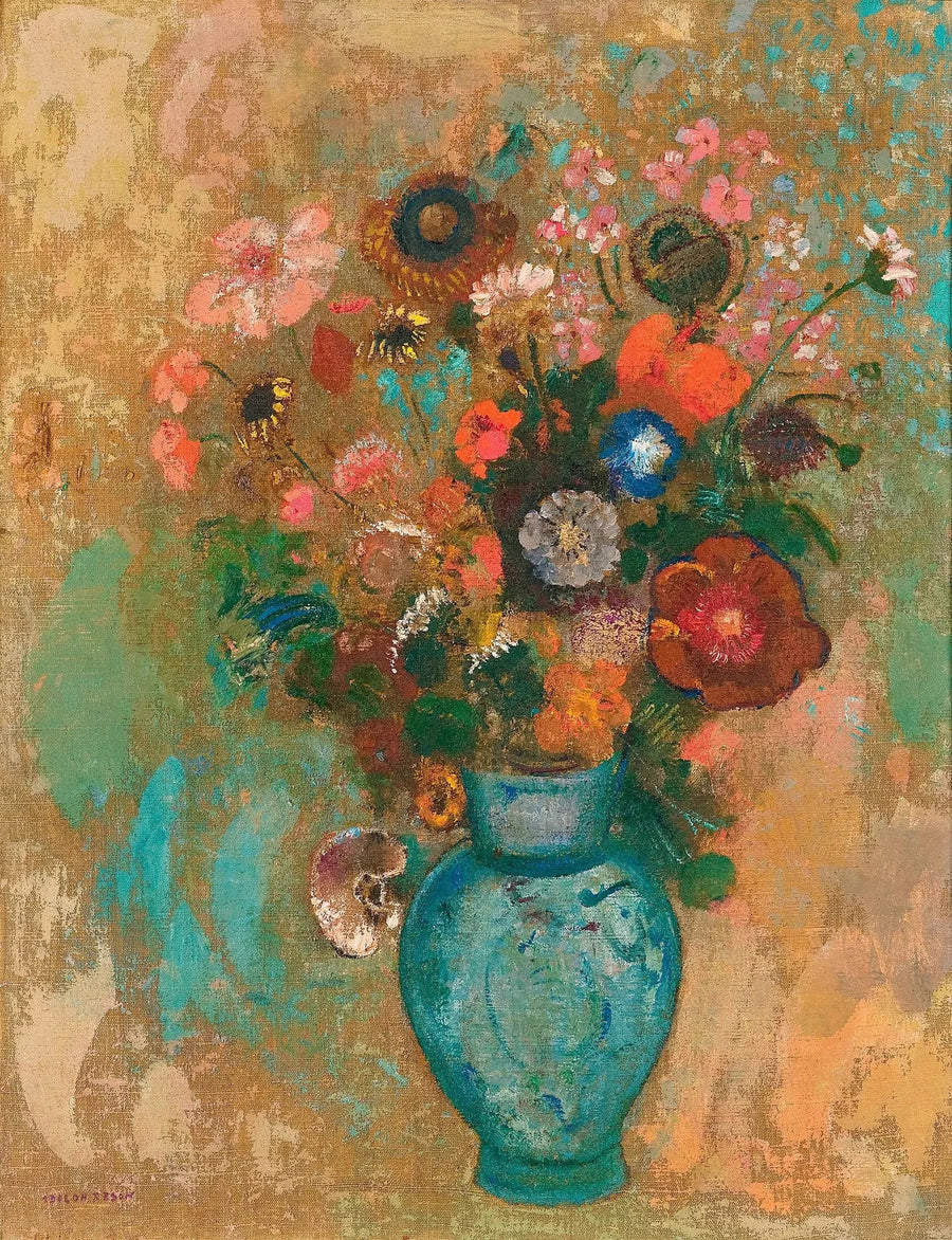 Flowers in a Blue Vase - Odilon Redon