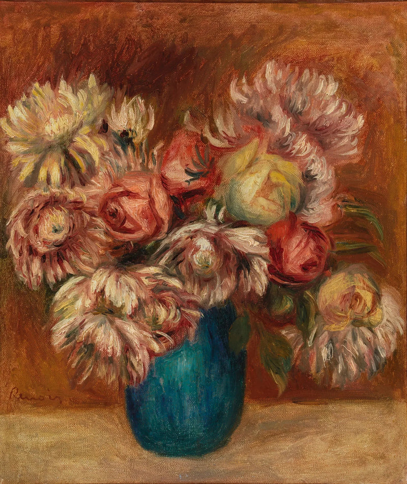Flowers in a Green Vase - Pierre-Auguste Renoir