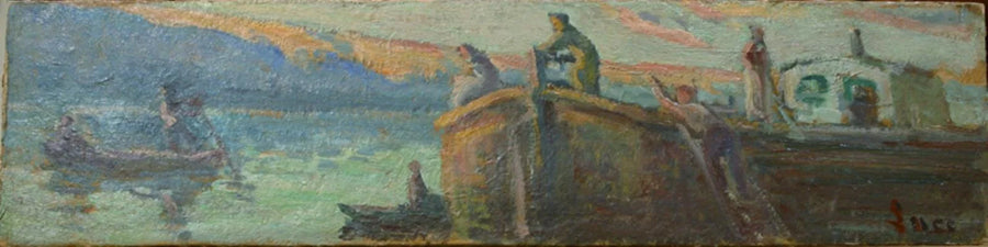 Fjordlandscape with pram and baby - Maximilien Luce