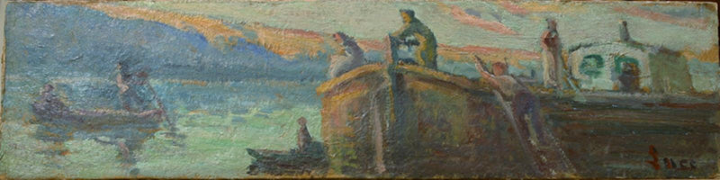 Fjordlandscape with pram and baby - Maximilien Luce