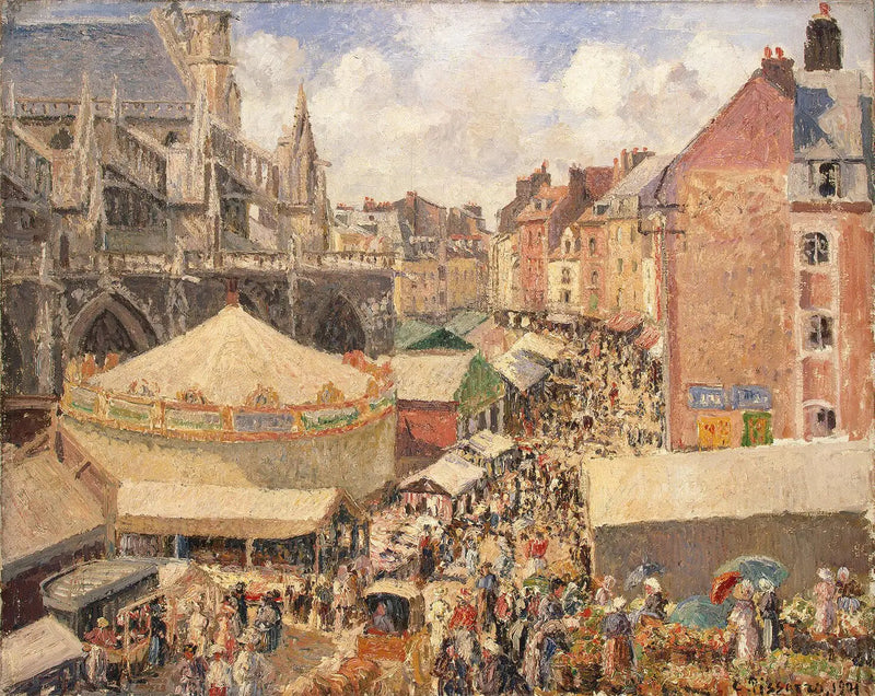 Fair in Dieppe, Sunny Morning - Camille Pissarro