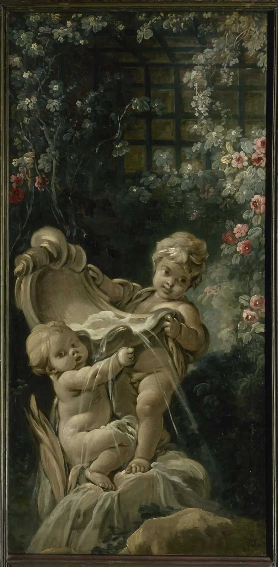 Fountain with two lovers, one of whom is kneeling - François Boucher