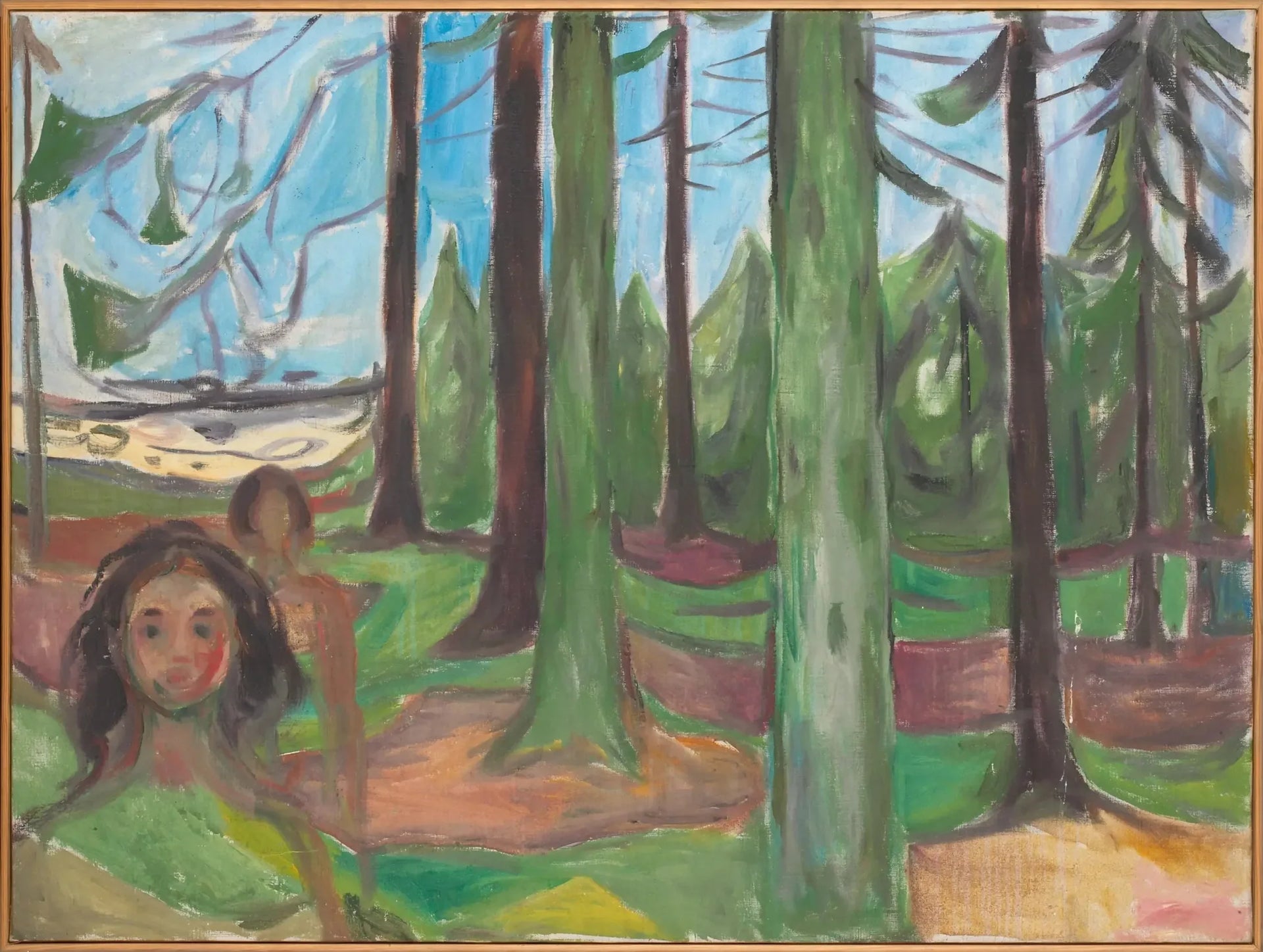 Forêt aux deux personnages - Edvard Munch image 1 copie de tableau peinte à la main