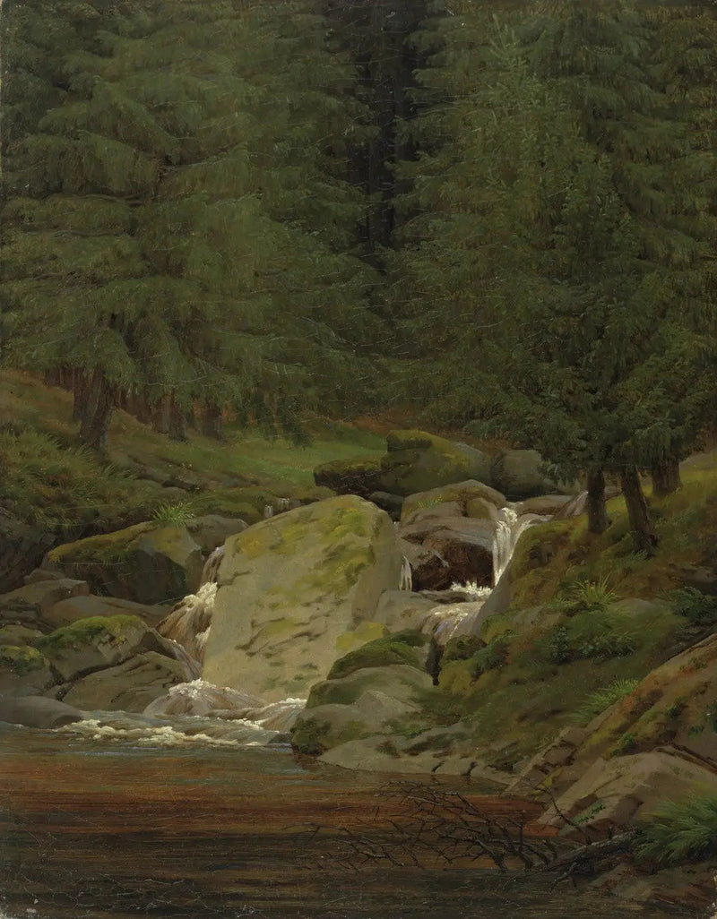 fir forest with waterfall - Caspar David Friedrich