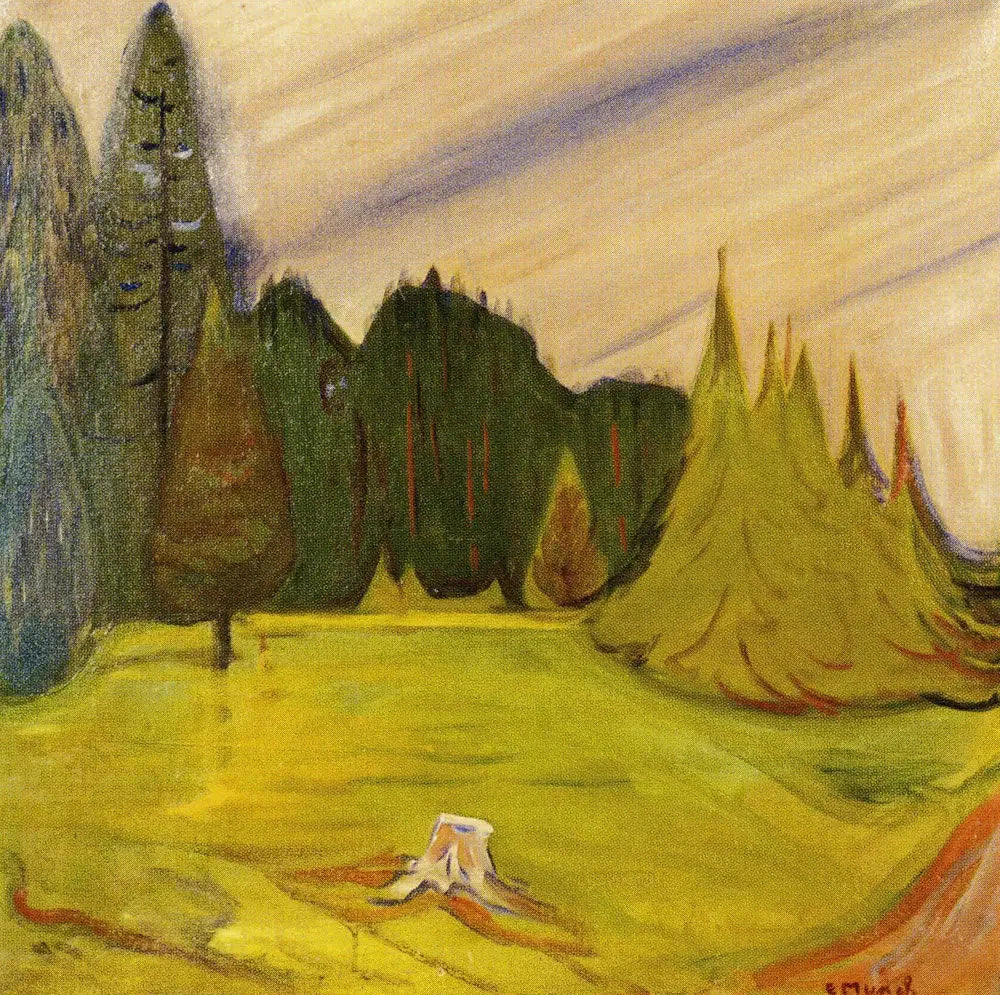 Forêt sur le chemin de Borre - Edvard Munch image 1 reproduction de peinture à l’huile