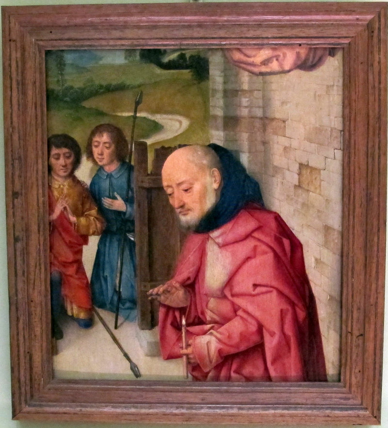 fragment of a Nativity with Saint Joseph and two shepherds - Dirk Bouts