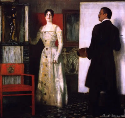 Reproduction du tableau « Franz et Mary coincés dans le studio - Franz Von Stuck » par Alpha Reproduction en peinture à l’huile