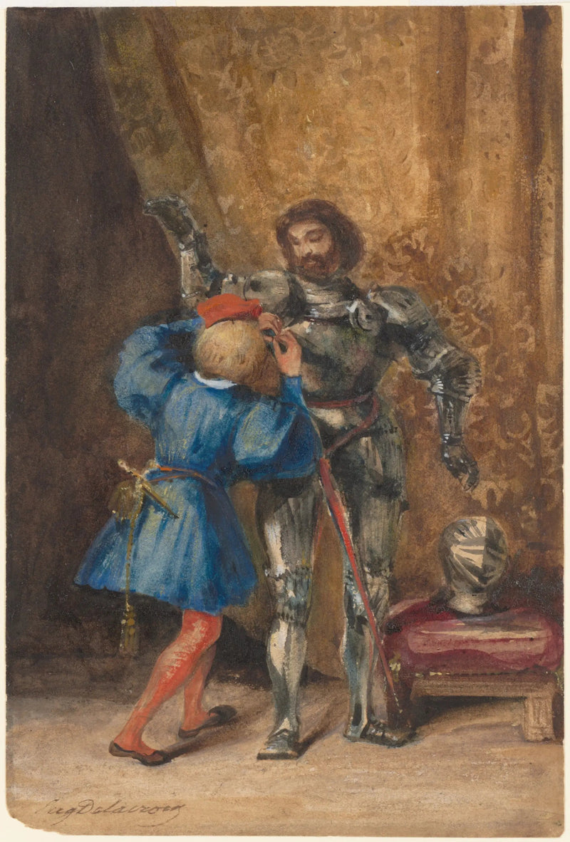 Franz Lerse or Goetz von Berlichingen armed by a page - Eugène Delacroix