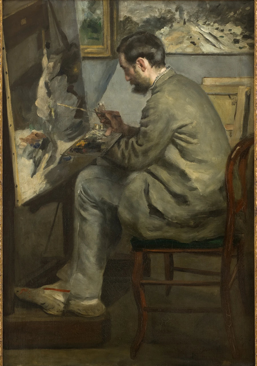 Frédéric Bazille peignant le héron, portrait d’atelier par Renoir en 1867