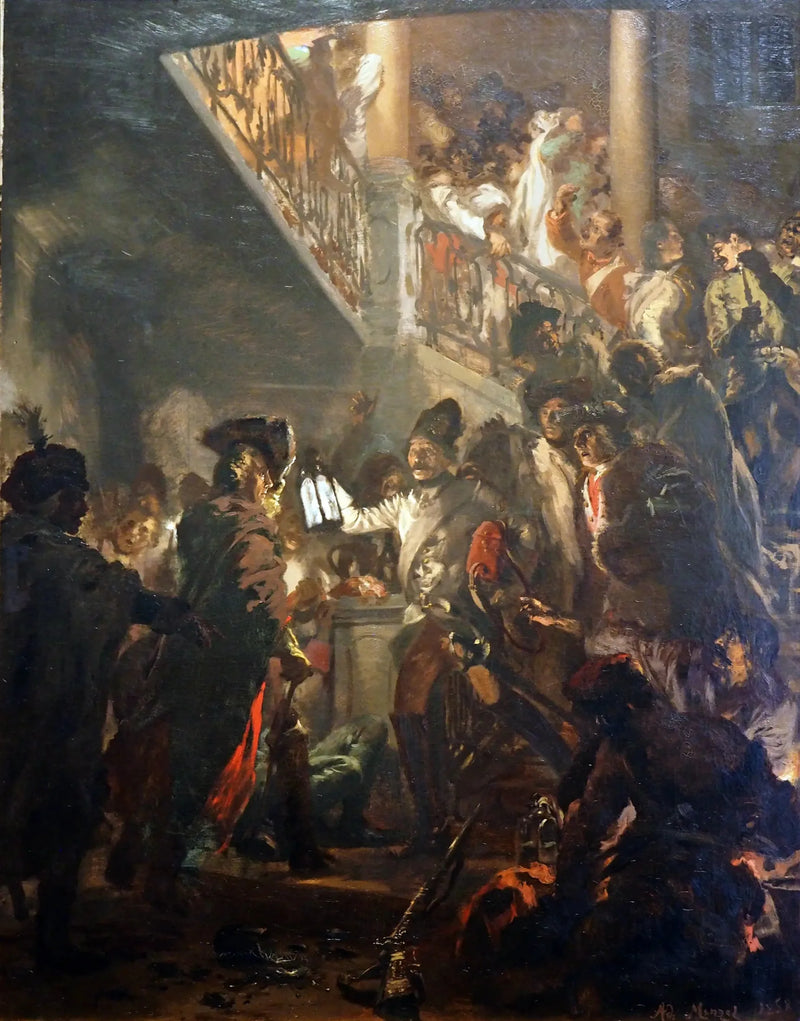 Frederick the Great at Lissa: Good evening, gentlemen - Adolph von Menzel