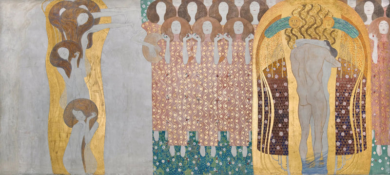 Beethoven Frieze (panel 8, right wall): The desire for happiness is soothed by poetry - Gustav Klimt