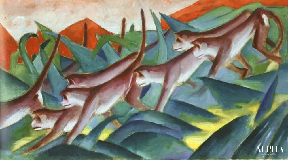 Frise des singes - Franz Marc - Reproductions de tableaux et peintures haut de gamme