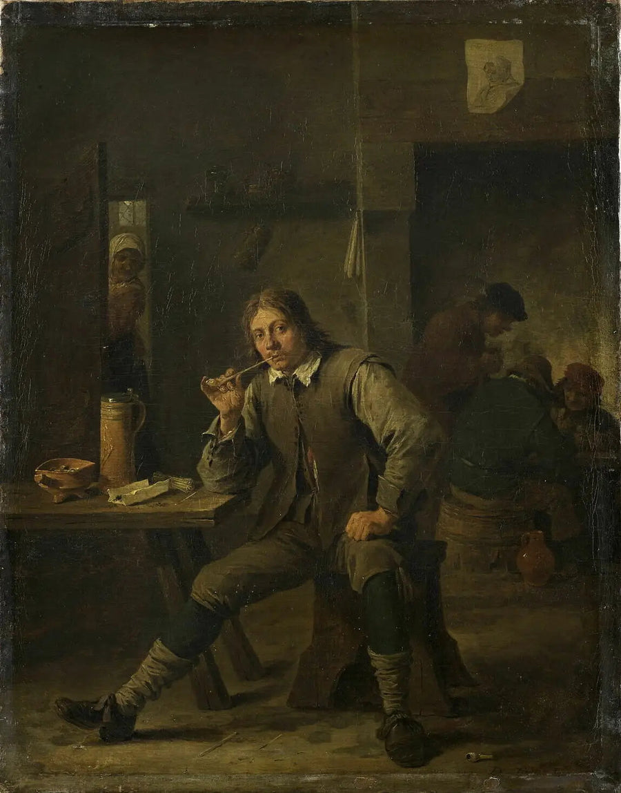 Smoker leaning on a table - David Teniers the Younger