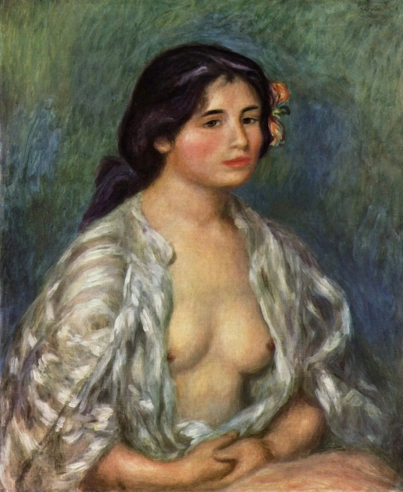 Gabrielle in an Open Shirt - Pierre-Auguste Renoir