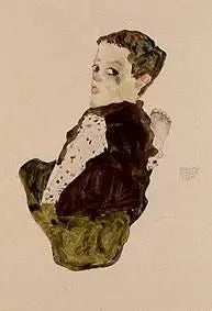 Boy Sitting (Sitting Boy) - Egon Schiele