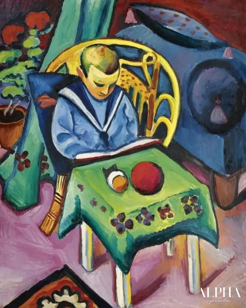 Garçon avec un livre et des jouets - August Macke - Reproductions de tableaux et peintures haut de gamme