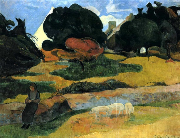 Reproduction du tableau « Gardeuse de porcs - Paul Gauguin » par Alpha Reproduction en peinture à l’huile