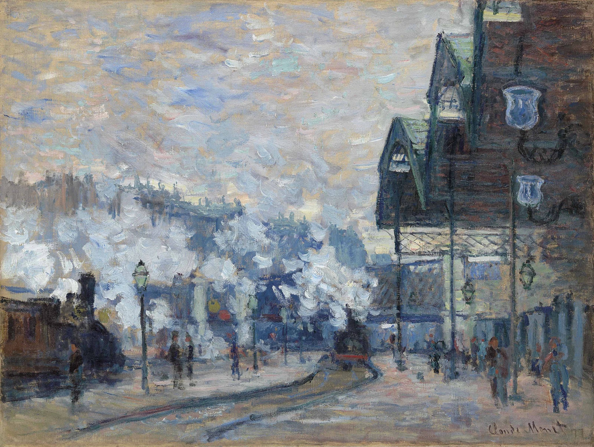 La Gare Saint-Lazare, vue extérieure W446 par Claude Monet, 1877, collection particulière
