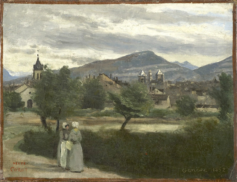 Geneva. View taken from the countryside, with the Petit Salève on the horizon - Jean-Baptiste Camille Corot