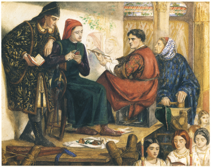 Giotto painting the portrait of Dante - Dante Gabriel Rossetti