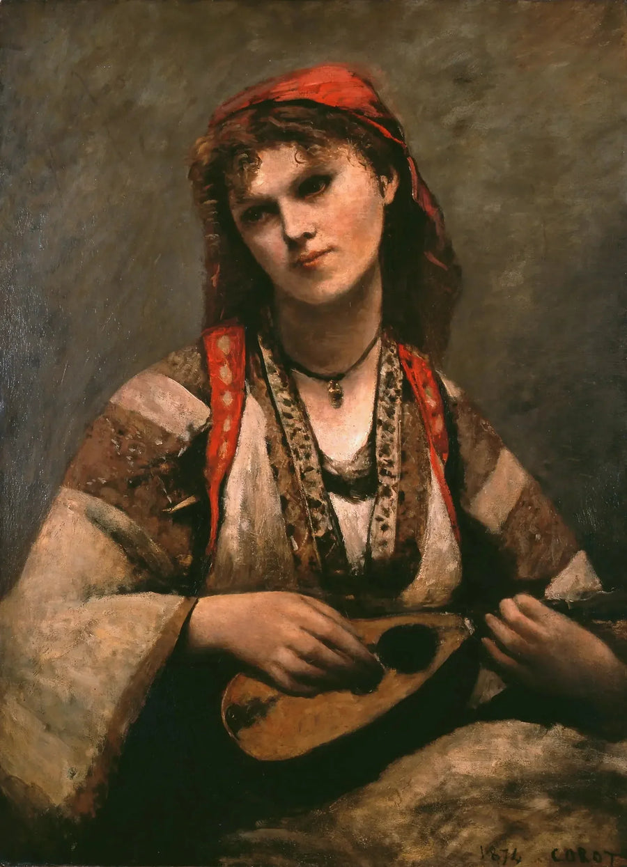 Gypsy with Mandolin - Jean-Baptiste Camille Corot