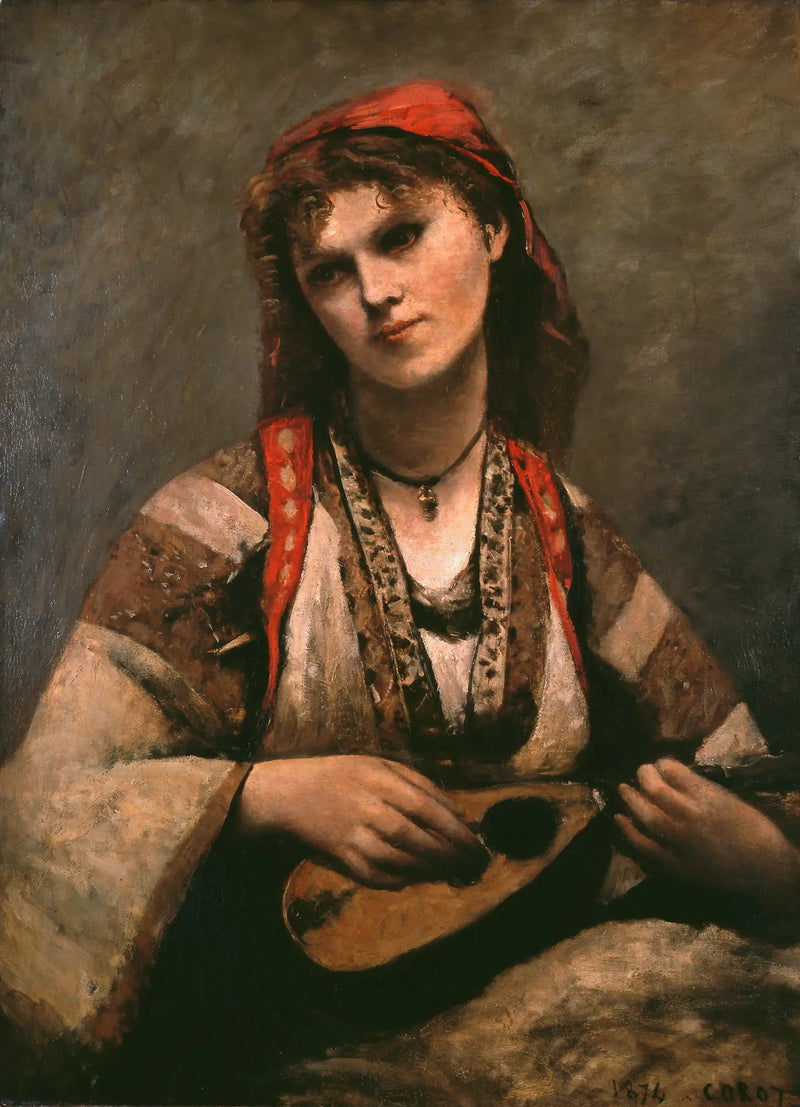 Gypsy with Mandolin - Jean-Baptiste Camille Corot