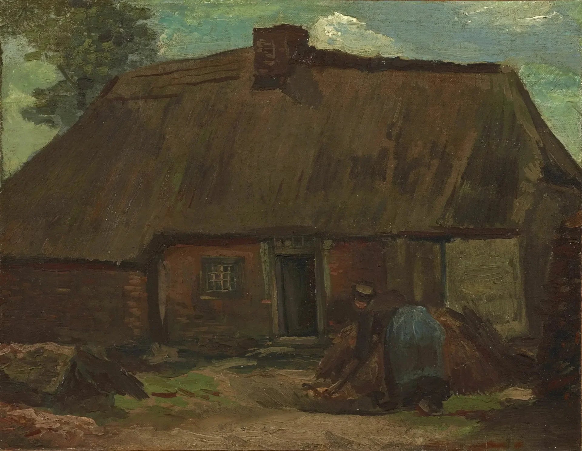 Gîte avec Paysanne creuser - Vincent van Gogh image 1 copie de tableau peinte à la main