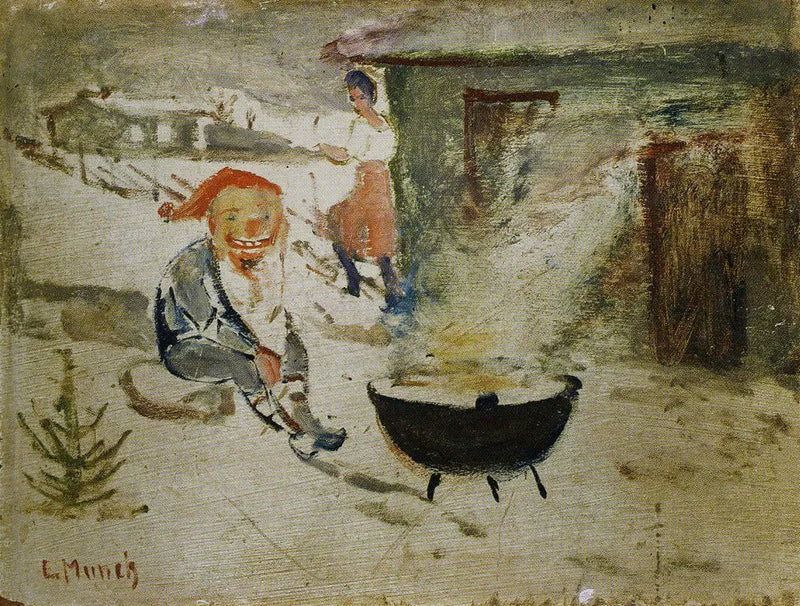 Tapestry with Christmas Porridge - Edvard Munch