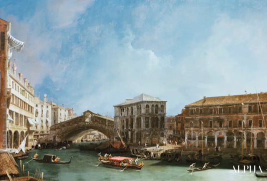 Grand Canal : Pont du Rialto le du Nord le - Canal Giovanni Antonio - Reproductions de tableaux et peintures haut de gamme