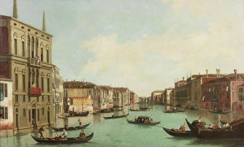 Grand Canal, Venice, view towards the northeast from the Palazzo Balbi to the Rialto Bridge - Canaletto