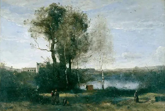 Grandes terres agricoles - Jean-Baptiste Camille Corot image 1 reproduction artisanale de tableau