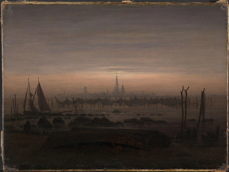 Moonlight over Greifswald - Caspar David Friedrich