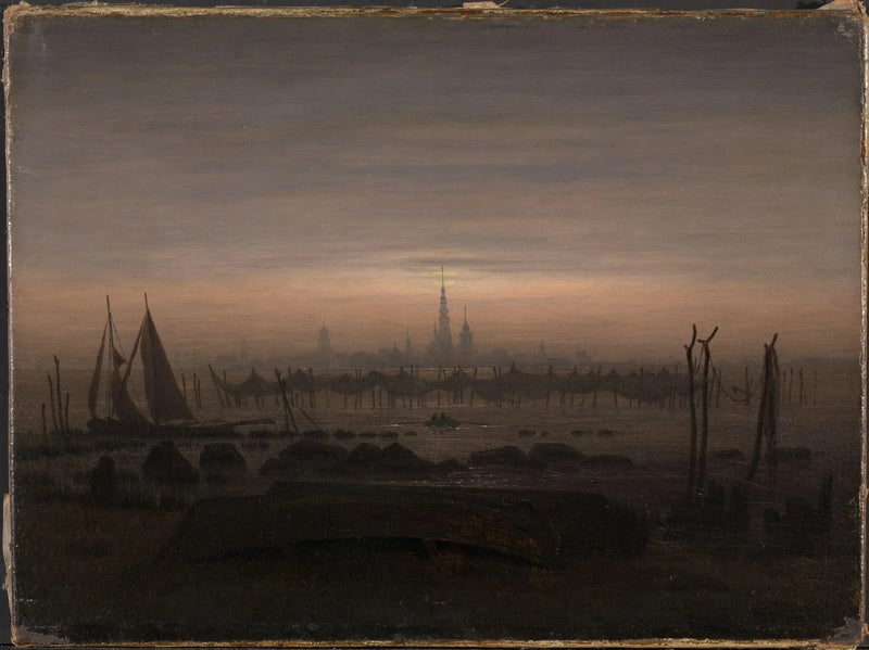 Moonlight over Greifswald - Caspar David Friedrich