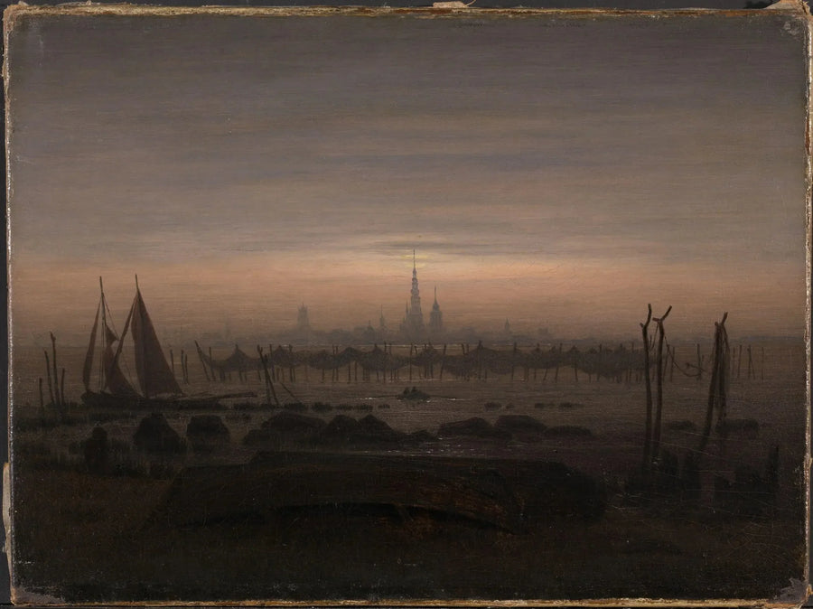 Moonlight over Greifswald - Caspar David Friedrich