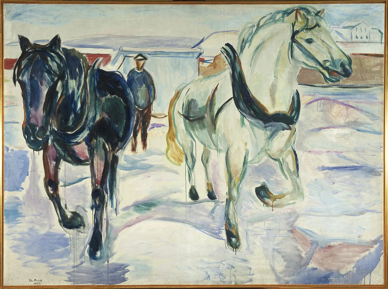 Group of Horses in the Snow - Edvard Munch