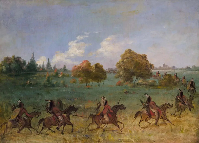 Comanche War Group on the march, fully equipped - George Catlin